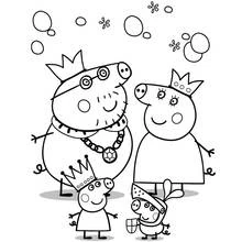 Disegno Peppa Pig e la sua famiglia vestiti da reali da colorare