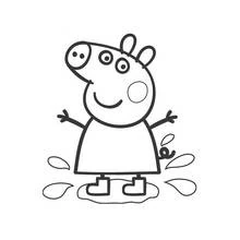 Disegno Peppa Pig salta in una pozzanghera di fango da colorare