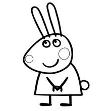 Disegno Rebecca Rabbit sorridente con lunghe orecchie da colorare