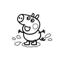 Disegno Peppa Pig salta in una pozzanghera di fango da colorare
