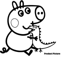 Disegno Peppa Pig con un dinosauro giocattolo da colorare