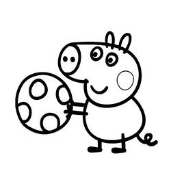 Disegno Peppa Pig gioca con una palla da colorare