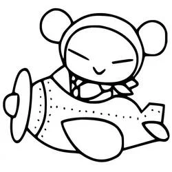 Disegno Pucca ai comandi di un piccolo aereo da colorare