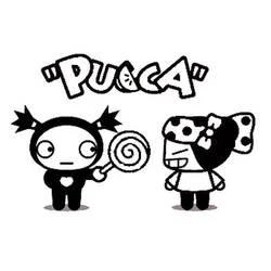 Disegno Pucca con un lecca-lecca accanto a un'amica da colorare