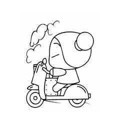 Disegno Pucca in scooter da colorare