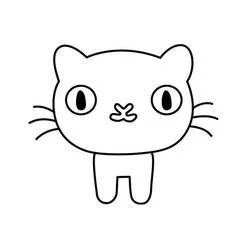 Disegno Pucca il gatto in piedi con gli occhi molto aperti da colorare