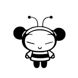 Disegno Pucca in piedi con gli occhi chiusi da colorare