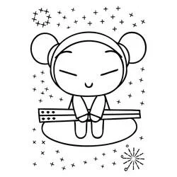 Disegno Pucca seduta serenamente con un grande sorriso da colorare