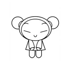 Disegno Pucca sorridente con i codini rotondi da colorare
