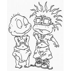 Disegno Tommy e Chuckie dei Rugrats in piedi insieme da colorare