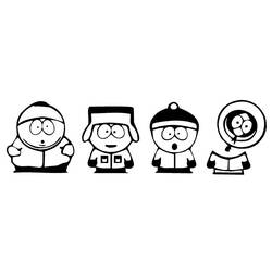Disegno Cartman, Stan, Kyle e Kenny fianco a fianco da colorare Disegno Cartman, Stan, Kyle e Kenny fianco a fianco da colorare