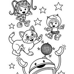 Disegno Team Umizoomi che danza con un gatto e Bot da colorare Disegno Team Umizoomi che danza con un gatto e Bot da colorare