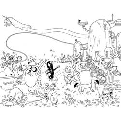 Disegno Tempo di Avventura personaggi riuniti in una scena da colorare Disegno Tempo di Avventura personaggi riuniti in una scena da colorare