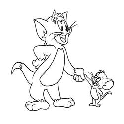 Disegno Tom e Jerry a passeggio mano nella mano da colorare