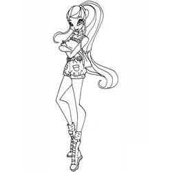 Disegno Stella in posa con coda di cavallo lunga e shorts da colorare