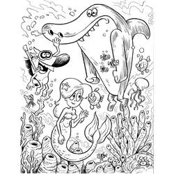 Disegno Zig e Sharko con una sirena sott'acqua da colorare Disegno Zig e Sharko con una sirena sott'acqua da colorare