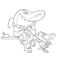 Disegno Zig e Sharko con camicie hawaiane da colorare Disegno Zig e Sharko con camicie hawaiane da colorare