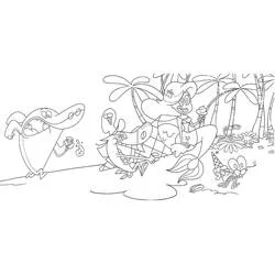 Disegno Zig e Sharko inseguono un granchio sulla spiaggia da colorare Disegno Zig e Sharko inseguono un granchio sulla spiaggia da colorare