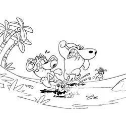 Disegno Zig e Sharko che corrono sulla spiaggia da colorare Disegno Zig e Sharko che corrono sulla spiaggia da colorare