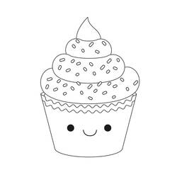 Disegno Cupcake con faccina sorridente da colorare