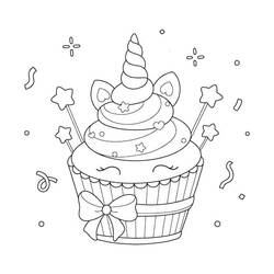 Disegno Cupcake unicorno con crema a spirale da colorare
