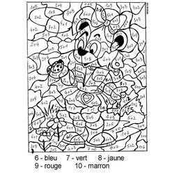 Disegno Orso circondato da fiori e una coccinella da colorare