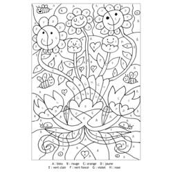 Disegno Fiori sorridenti con api da colorare per lettera da colorare