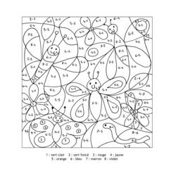 Disegno Farfalle e coccinella con sottrazioni da risolvere da colorare