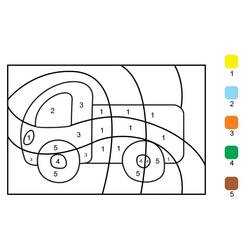 Disegno Camion con zone numerate da colorare Disegno Camion con zone numerate da colorare
