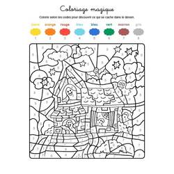 Disegno Casa stregata colora con i numeri da colorare