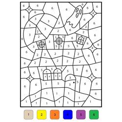 Disegno Casa stregata con un fantasma numerato da colorare