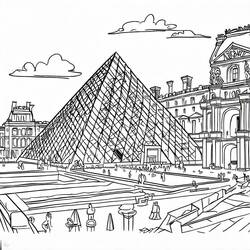 Il Louvre - Disegni da colorare gratuiti Il Louvre - Disegni da colorare gratuiti