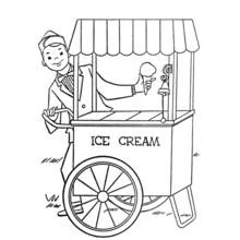 Disegno Venditore di gelati con il suo carretto da colorare Disegno Venditore di gelati con il suo carretto da colorare