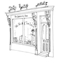 Disegno Negozio di gastronomia con fioriere fiorite da colorare Disegno Negozio di gastronomia con fioriere fiorite da colorare