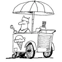 Disegno Venditore di gelati con il suo carretto da colorare Disegno Venditore di gelati con il suo carretto da colorare