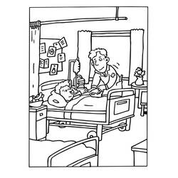Disegno Infermiere che si prende cura di un paziente da colorare Disegno Infermiere che si prende cura di un paziente da colorare