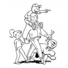 Disegno Famiglia a passeggio con il cane da colorare