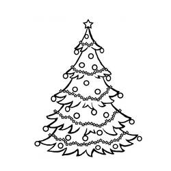 Disegno Albero di Natale decorato con ghirlande e palline da colorare