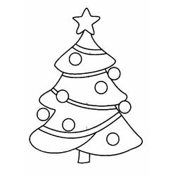 Disegno Albero di Natale con palline rotonde e una stella da colorare