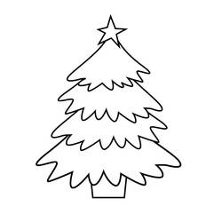 Disegno Albero di Natale spoglio con stella da colorare