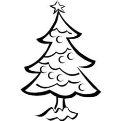 Disegno Albero di Natale decorato con una stella in cima da colorare