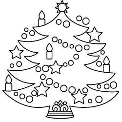 Disegno Albero di Natale decorato con stelle e candele da colorare