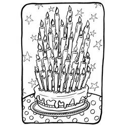 Disegno Torta di compleanno piena di candeline da colorare