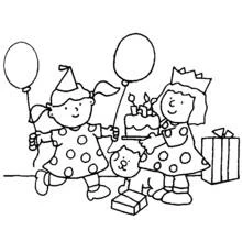 Disegno Due bambine festeggiano un compleanno da colorare