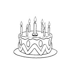 Disegno Torta di compleanno con sette candeline da colorare