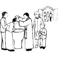 Disegno Battesimo di un bambino da parte di un sacerdote da colorare