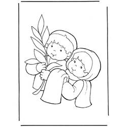 Disegno Domenica delle Palme bambini con rami di palma da colorare Disegno Domenica delle Palme bambini con rami di palma da colorare
