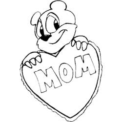 Disegno Orso con un grande cuore MOM da colorare