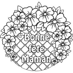 Disegno Corona di fiori con scritta Buona Festa della Mamma da colorare