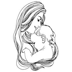 Disegno Mamma che bacia la fronte del suo bambino da colorare